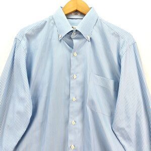 Peter Millar Shirt Mens L Blue Crown Soft Striped Silk Blend Long Sleeve Button